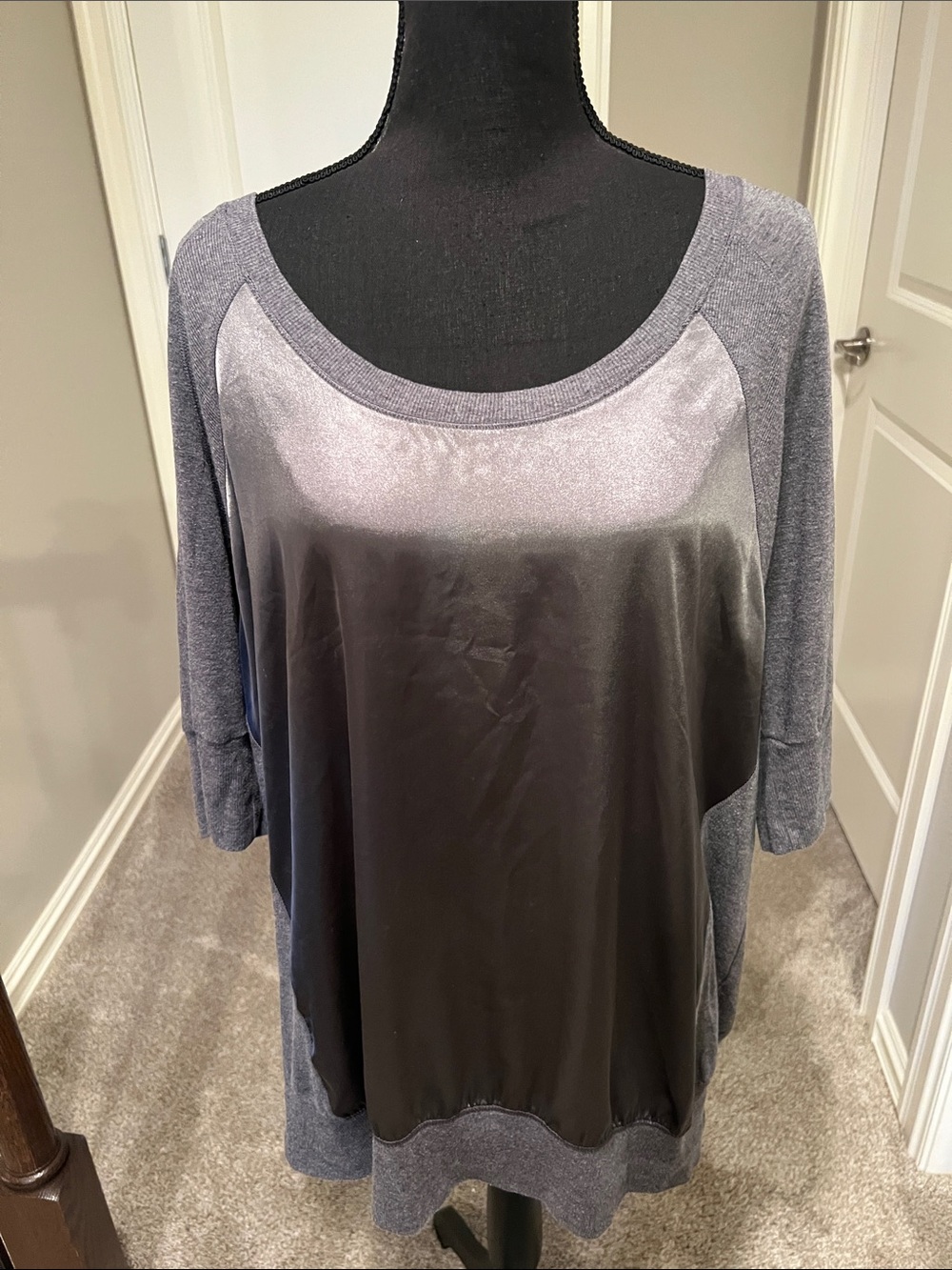 Lane Bryant Charcoal Satin-Front Tunic